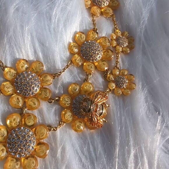 Kate Spade New York Honey Queen Bee Necklace Double Statement Bib - Picture 5 of 7